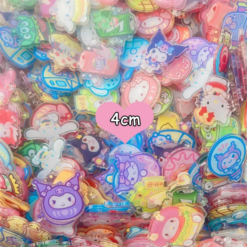 Sanrio 100/300g/500g Pieces Hello Kitty Kuromi Acrylic Pendant Melody DIY Accessory Keychain PP Clip Anti Cinnamoroll Pochacco