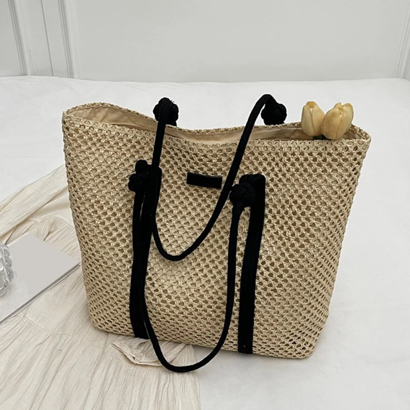 Hand-woven Women's Shoulder Handbag Bohemian 2024 Summer Fashion Straw Beach Tote Bag Travel Shopper Weaving Shopping Bags