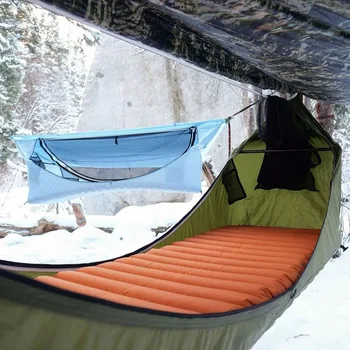 Amaca da trekking per adulti con zanzariera con cerniera, sedia sospesa traspirante, letto anti-insetti con cuscino gonfiabile