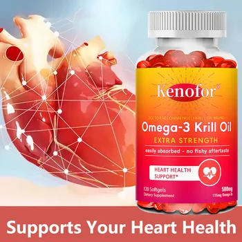 Krill Oil Omega 3 Fatty Acid, EPA & DHA Krill Oil, Phopholipids, Antioxidant Astaxanthin, Heart Health Supplement