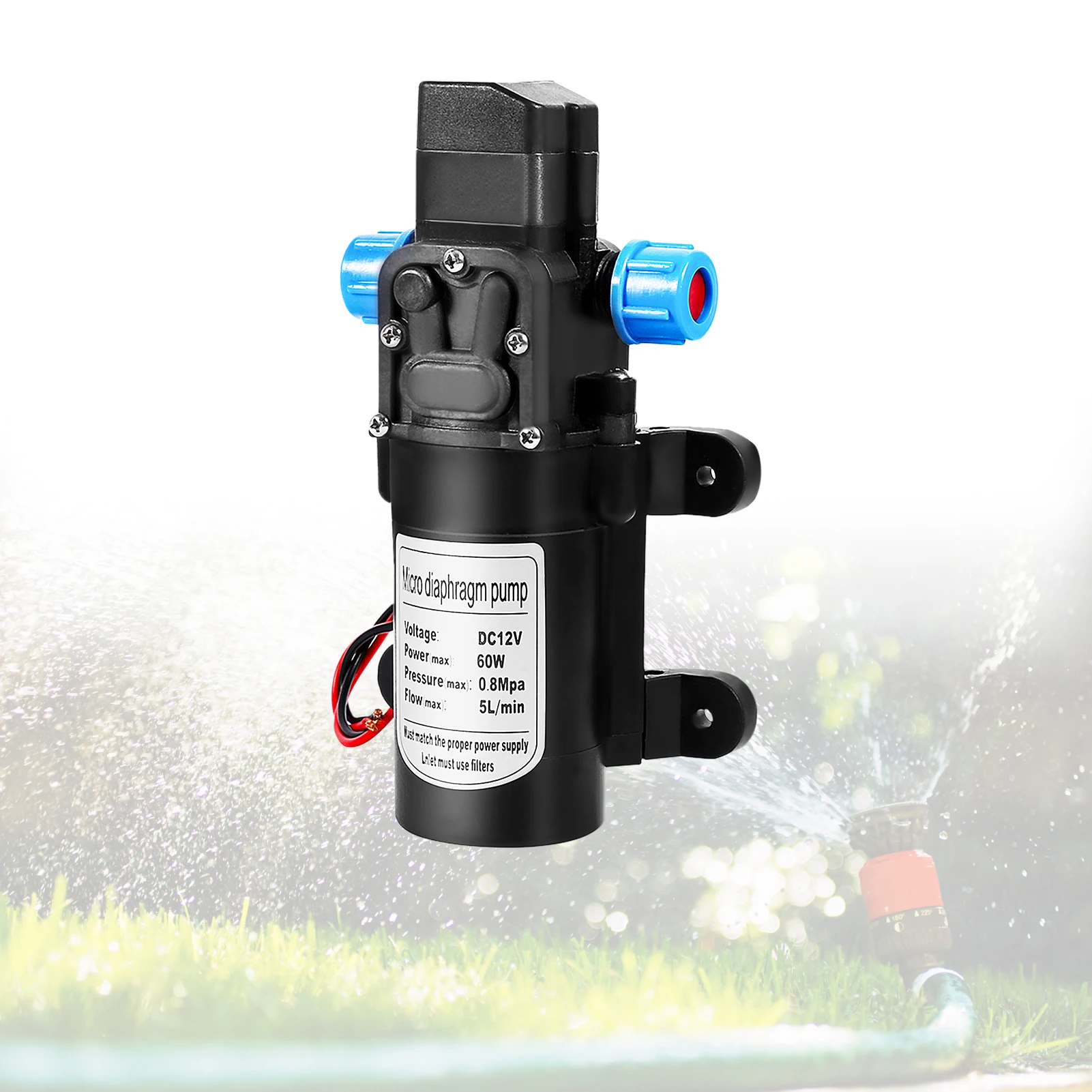 DC 12V Cooling Water Pump High Pressure 116Psi Self Priming Caravan Camping Boat