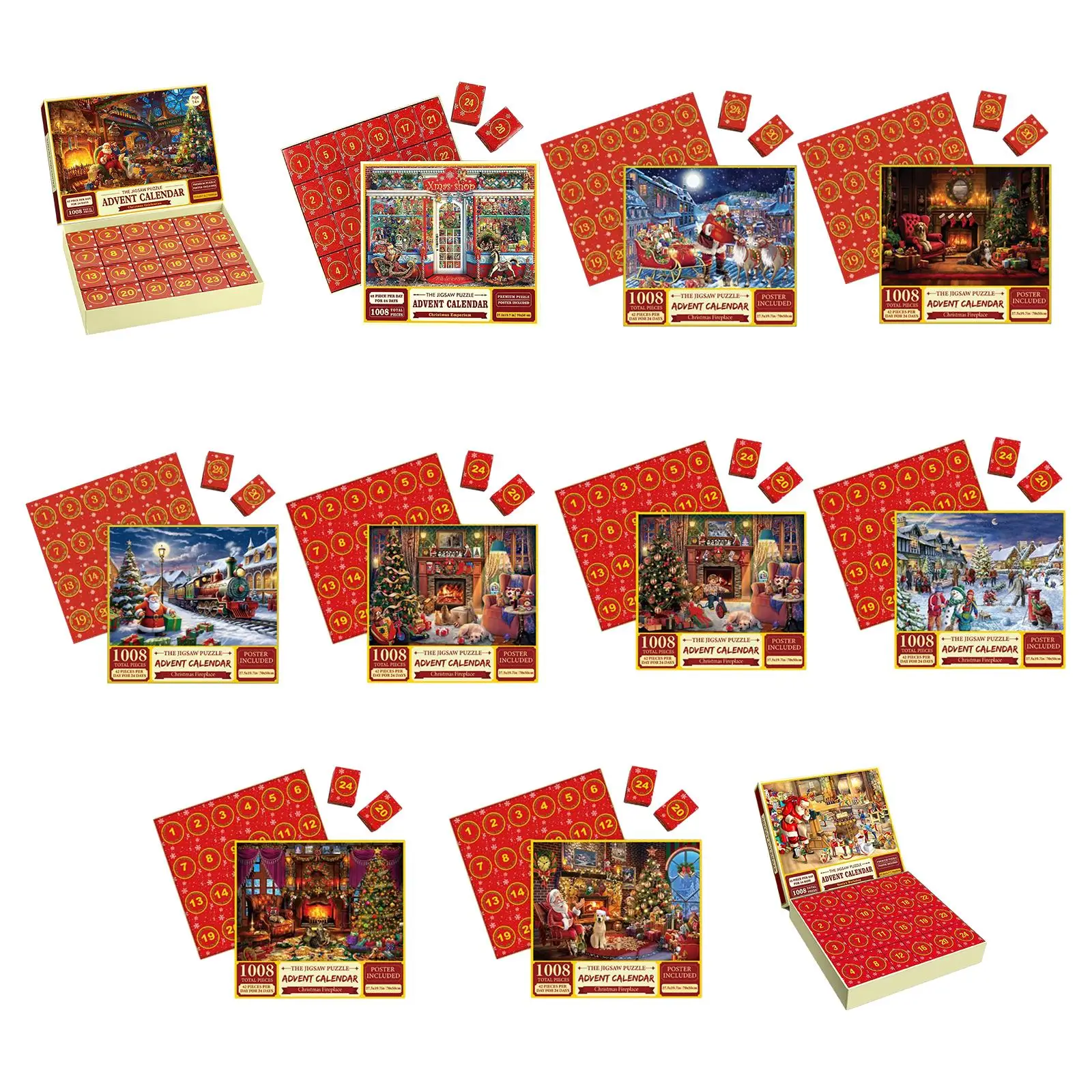 

1008 Piece Puzzle Merry Christmas Gifts Women Men Gifts in 24 Boxs Home Decoration Funny Holiday Jigsaw Puzzle Set for Teens