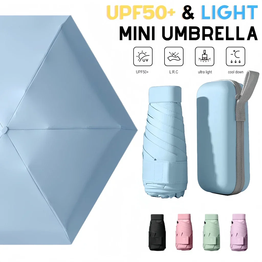 Mini umbrella capsule Rain and Sun protection Outdoor travel portable sunshade umbrella with storage box