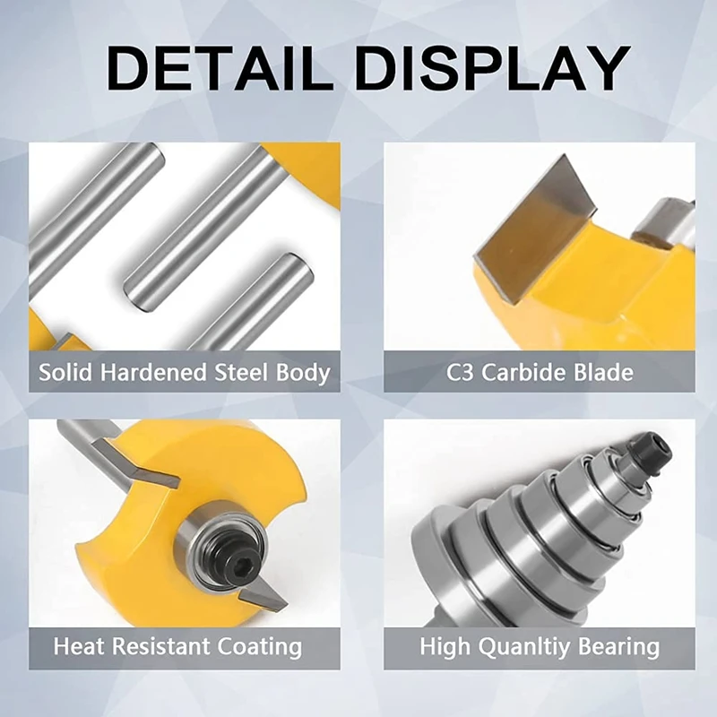 1/4 Inch Shank Rabbet Router Bit With Bearings,Router Bit Set For Multiple Depths 1/8, 1/4, 5/16, 3/8, 7/16, 1/2 Inch wood pellet making machine
