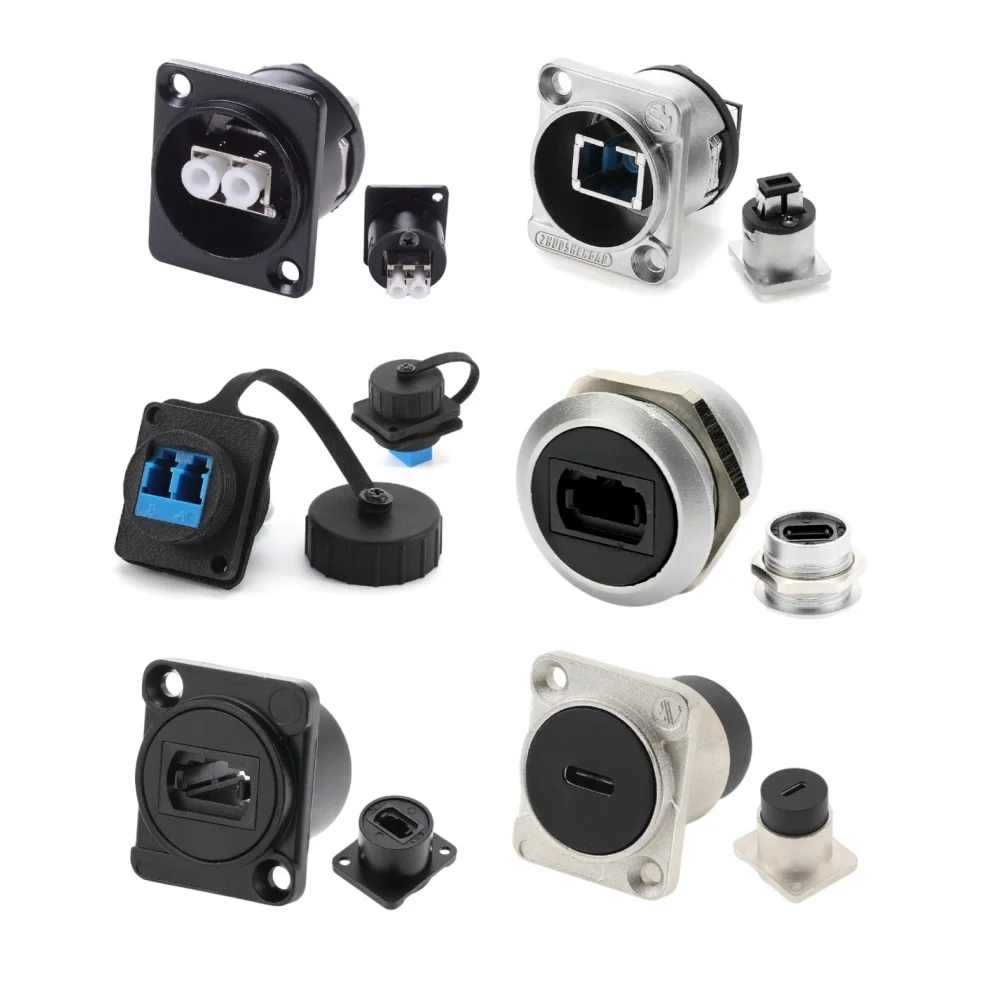 screw mount d type chassis panel wall mount Zinc alloy duplex lc sc MPO USB c type c connector extender adapter