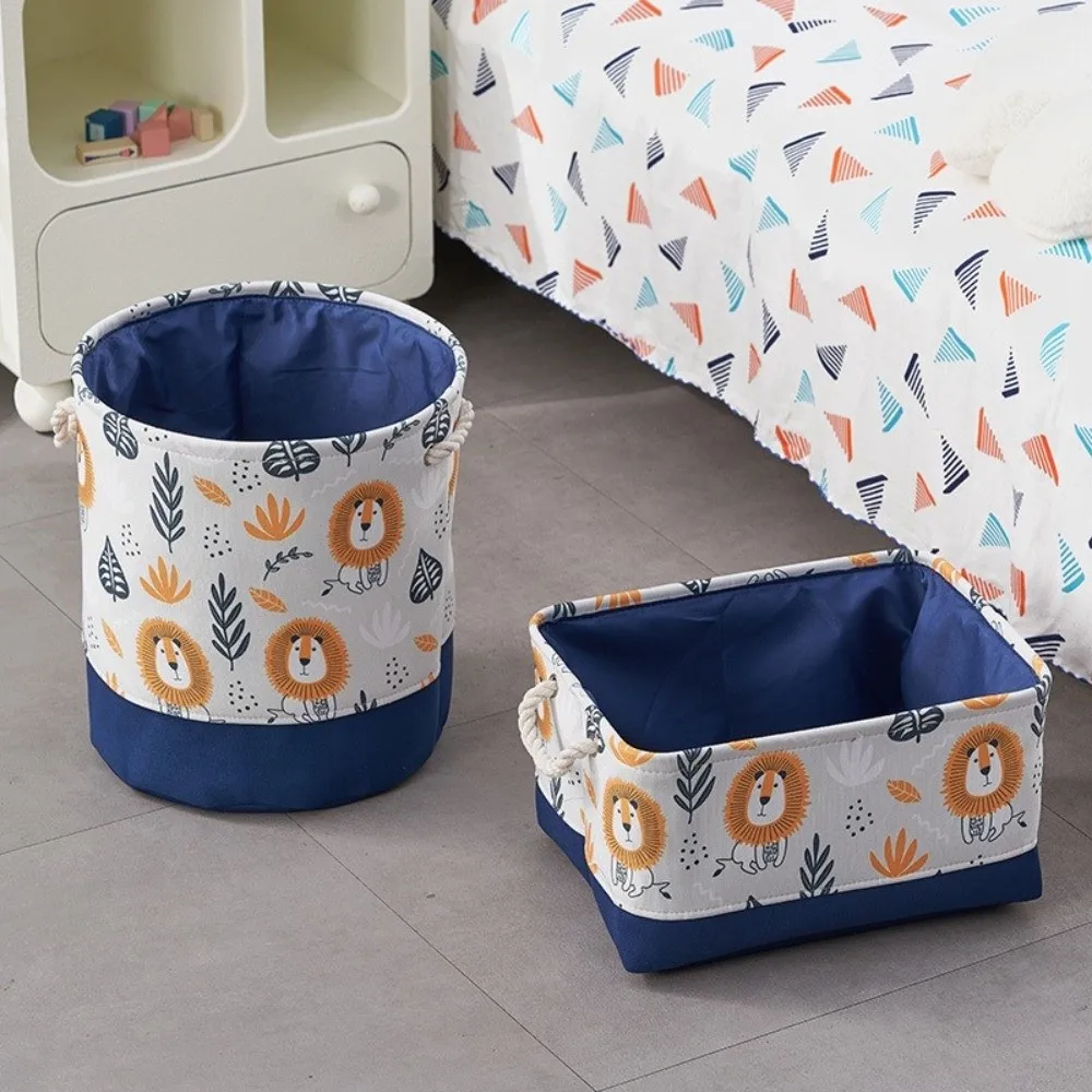 Multi-functional Cartoon Storage Basket Foldable Large Capacity Laundry Hamper with Handle Thickened Organizer Basket Room