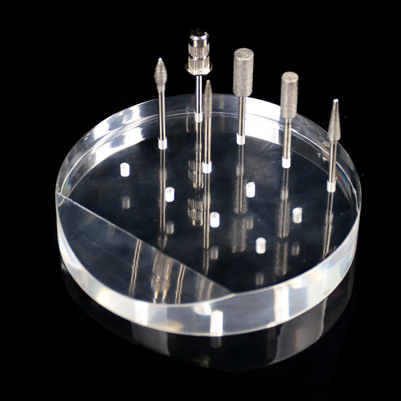 Transparent Acrylic Nail Drill Bits Box 12 Holes Bit Brush Storage Holder