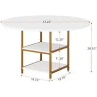 Dining Table Kitchen Tables for Dining Room, 4 People Round Dinner Table with Storage Shelves for Dining Room Kitchen Living 2