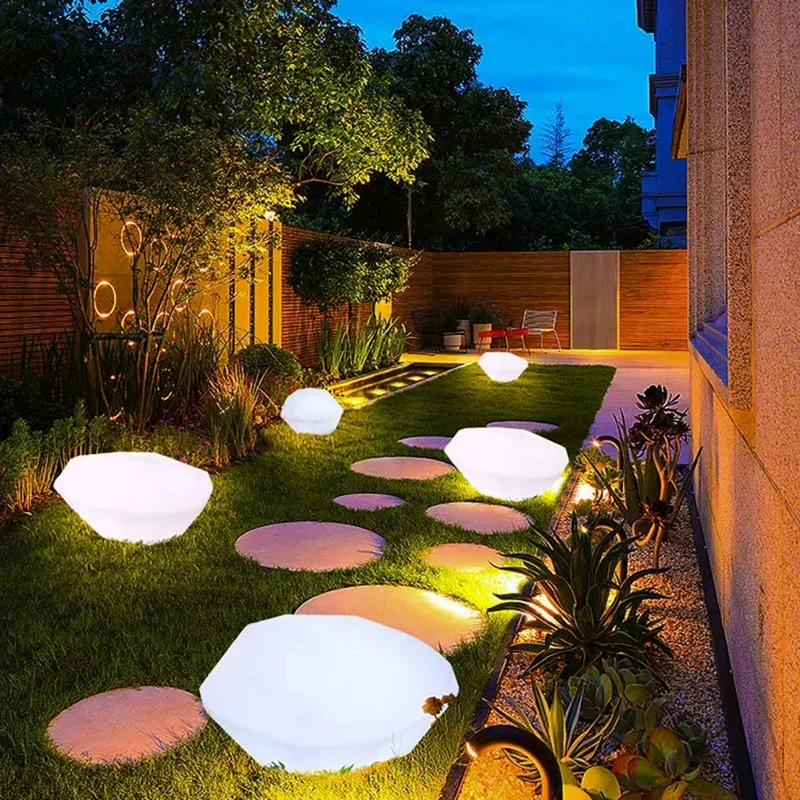 Solar luminous stone lamp, outdoor garden, waterproof landscape garden light, landscaping lawn, artificial pebble lamp