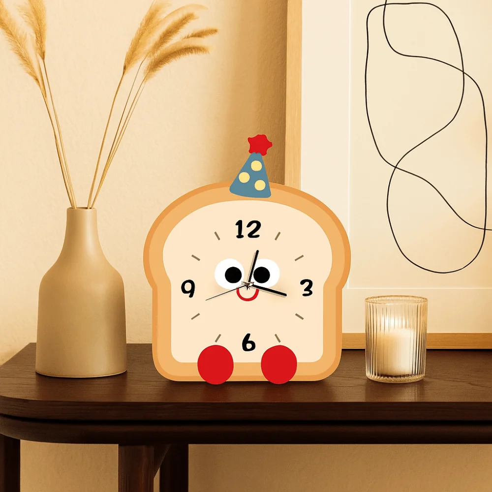 Home Ornaments Cream Style Tabletop Clock Exquisite Portable Desk Clock Battery Operated Cartoon Bedside Table Clock Bedroom