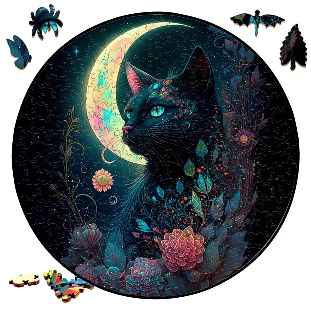 Interesting Cat Wooden Puzzles for Adults Kids Wood DIY Crafts Animal Shaped Christmas Gift Intelligent Wooden Jigsaw Puzzle 4