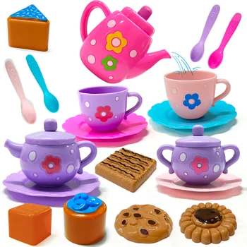 Tea Set For Little Girls, Tea Party Set, Tea Set Including Kettle, Cookies, Kids Play Food, Tea Party Accessories Toy 1