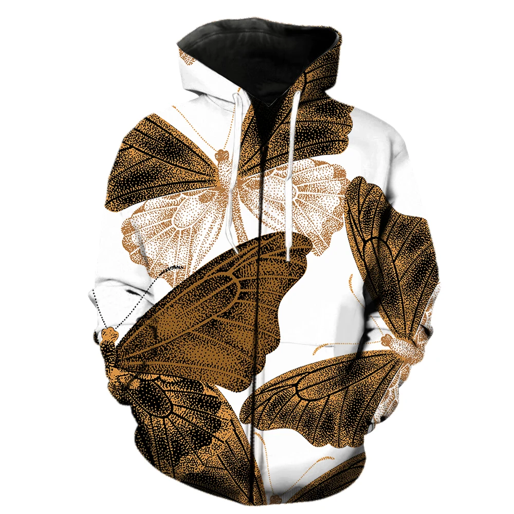 

Cartoon Butterfly Men's Zipper Hoodie Casual Hip Hop 3D Printed Teens With Hood Jackets Cool Streetwear Oversized 2022 Hot Sale