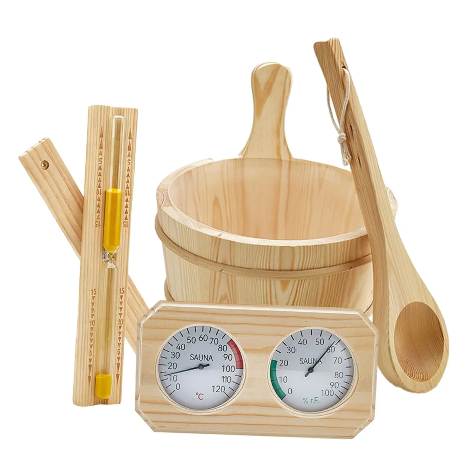 Sauna Accessories Set 4L Bucket Ladle Hourglass Sand Timer for Bathroom SPA Bathtub Sauna Accessories Set 4L Bucket Ladle Hourglass Sand Timer for Bathroom SPA Bathtub