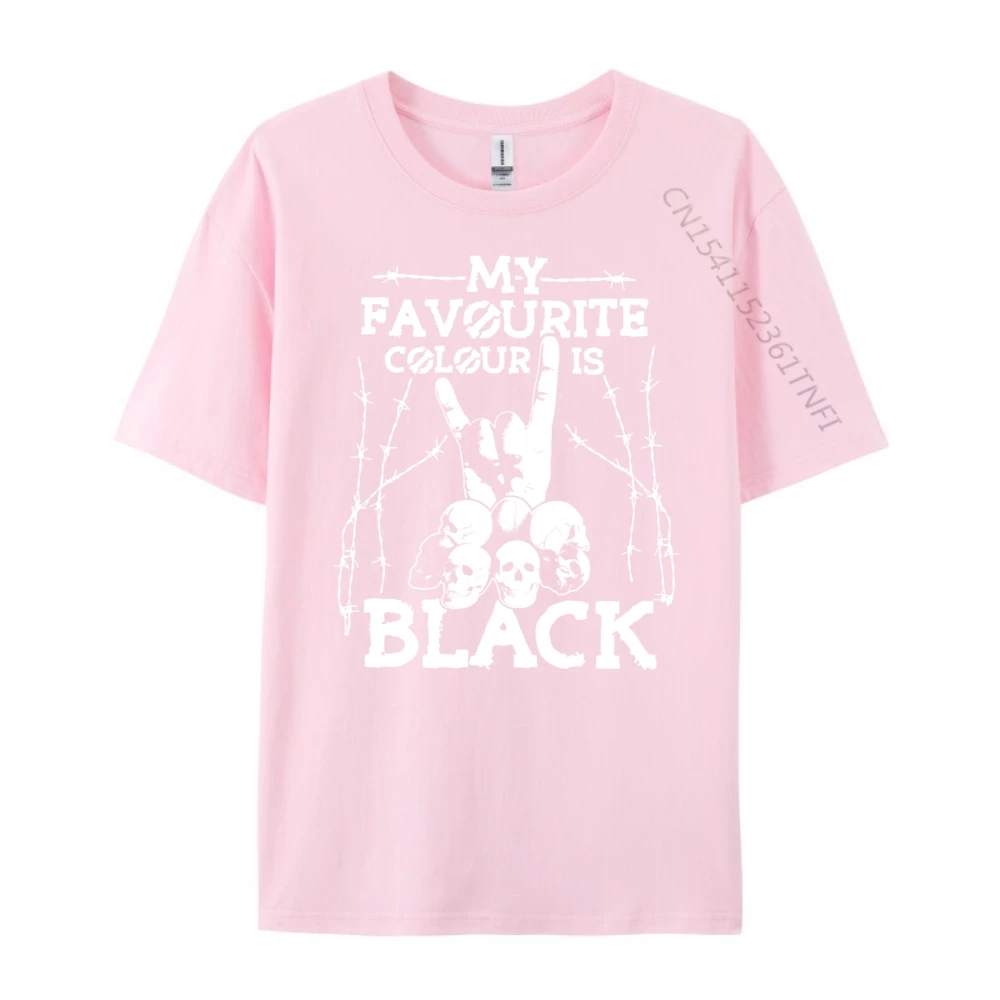 Printed On My Favourite Colour Is Black Round Neck T Shirts Father Day Tees Short Sleeve for Men Newest 100% Cotton Tshirts My Favourite Colour Is Black 4529 pink