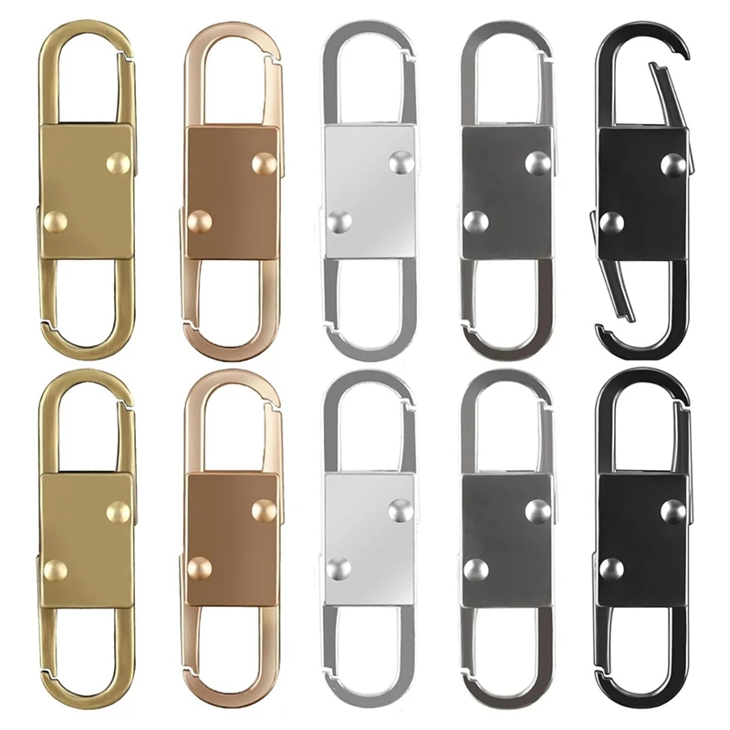 

10 Piece Zipper Pull Replacement Multicolor Metal Detachable Metal Zipper Pulls Tab, 5 Colors