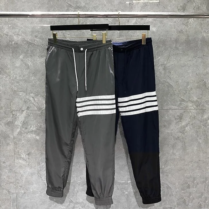 

Brand Fashion TB THOM Sweatpants Men Casual Thin Casual Sports Trousers Panelled Tracksuit Bottoms Jogger Track Pencil Pants