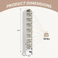 67" Tall Arched Shoe Cabinet, 8 Tiers Shoe Storage Cabinet, Freestanding Wooden Shoe Rack with Adjustable Shelves, Shoe 2