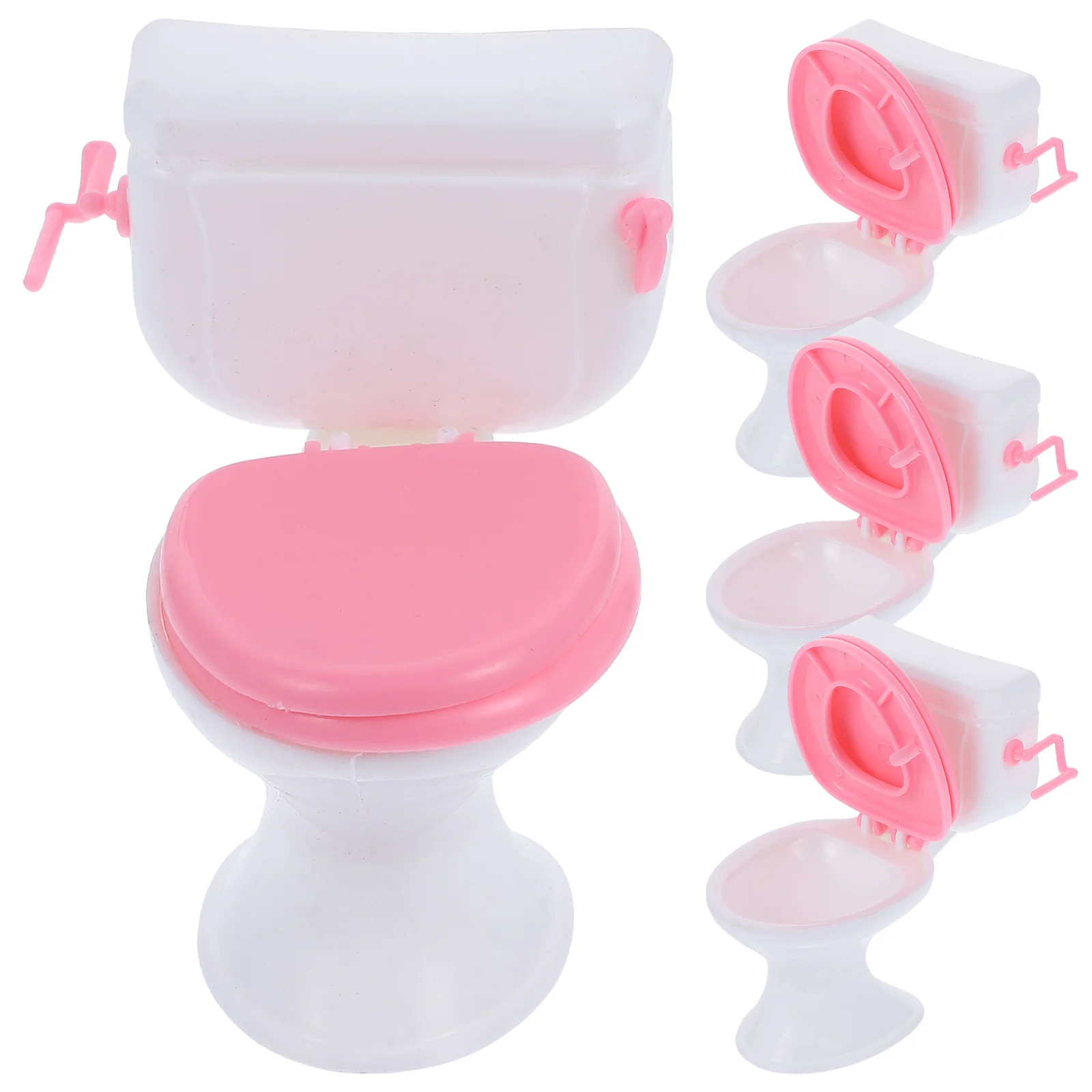 

4 Pcs Toilet Toy Photo Prop Realistic Miniature House Decor Decorate Toys Plastic Decorative Desktop Decoration