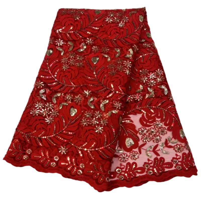 

Красные блестки, африканская французская сетчатая кружевная ткань 2022, высококачественное Тюлевое Сетчатое кружево, нигерийское свадебное платье, кружево для женщин