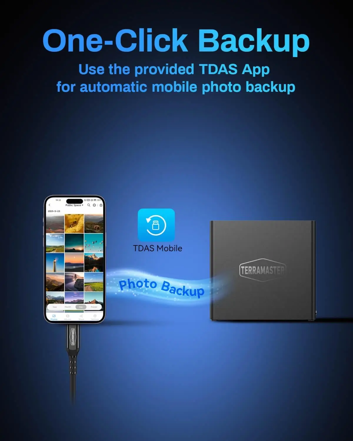 TERRAMASTER D4 SSD NVMe 인클로저 - 40Gbps 4베이, USB 스토리지 타입-C (디스크 없음)