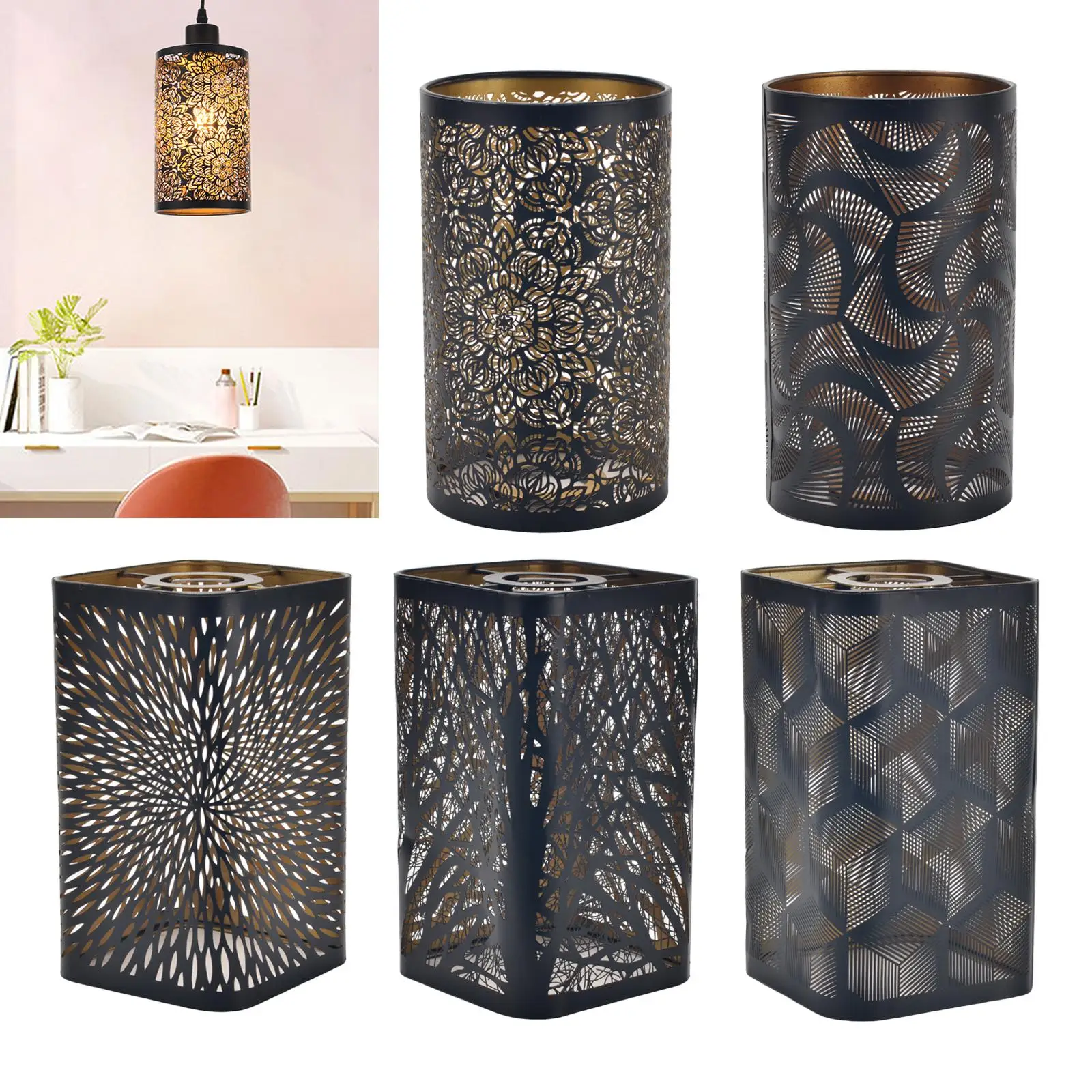 Iron-Lampshade-Retro-Dining-Room-Chandelier-Shell-Pendant-Lamp-Hanging ...