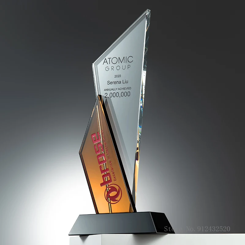 Crystal Trophy Custom Creative Glass Awards, Commemorative Making, Home Decor, Free Engraving Blade's Edge, New, 2024
