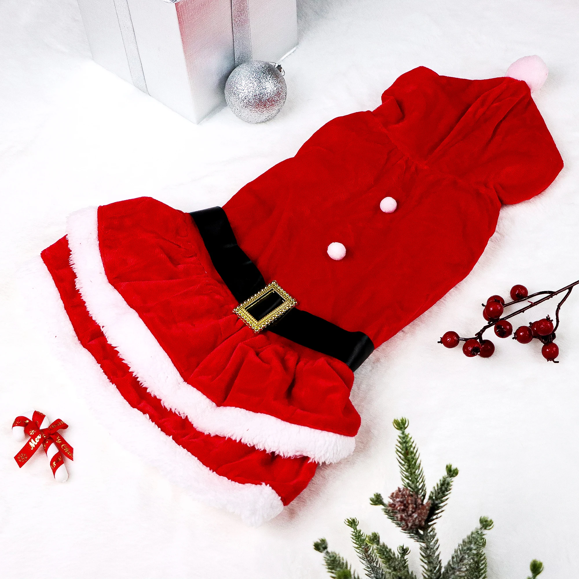 Christmas Dog Dresses for Small Dogs Clothes Blet Santa Cos Costume ...