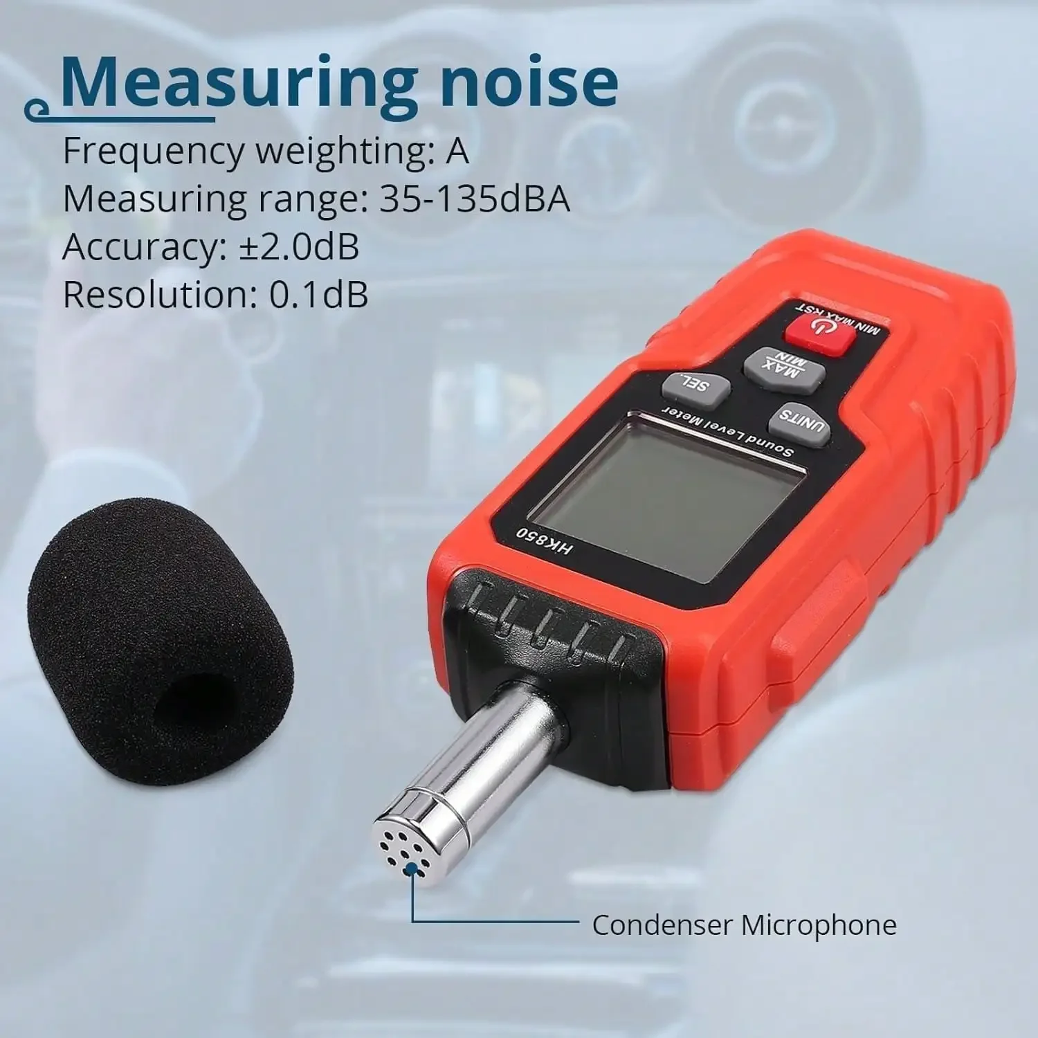 Digital Sound Level Meter Range 35-135dB(A) Decibel Meter Noise Volume Measuring with LCD Backlight,Batteries for Engineering 3