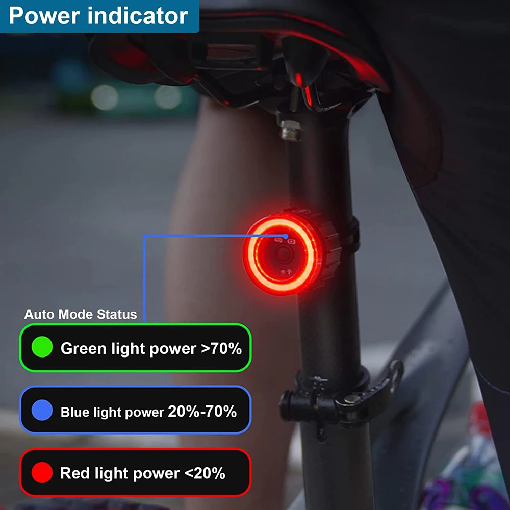 WSDCAM Alarma de bicicleta y luz trasera inteligente para bicicleta, luz de  freno de bicicleta, luz de freno de bicicleta de encendido/apagado