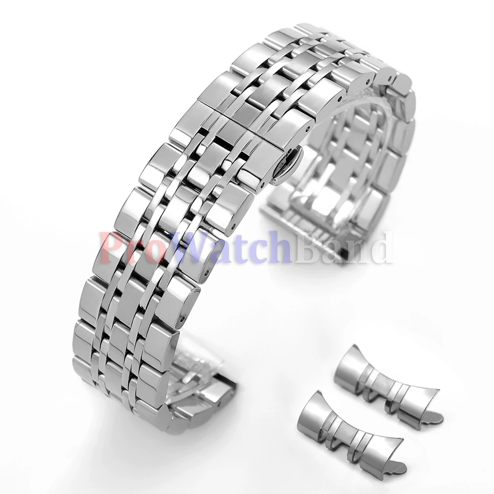 Elegant Curved End Stainless Steel Watchband Bracelet