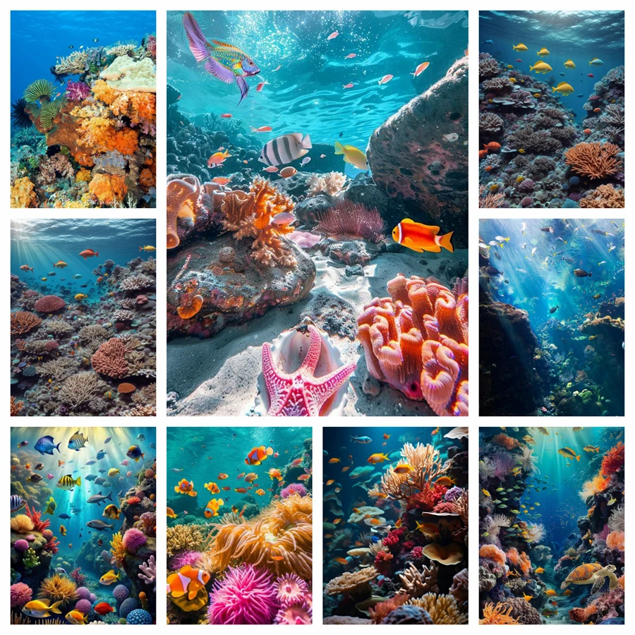 Underwater World 5D AB Diamond Painting Cross Stitch Kits Fish And Sea turtle Picture Of Rhinestone Mosaic Diamond Embroidery