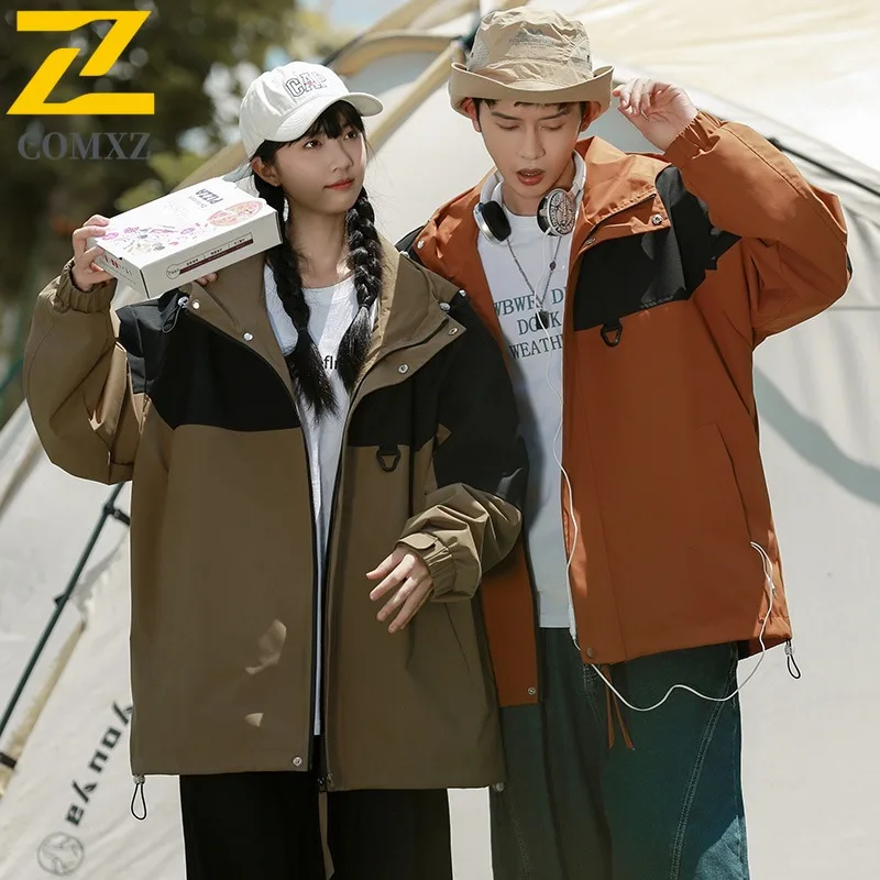 COMXZ Outdoor Hooded Jacket Men Premium Riding Windproof Motorcycle Jackets Simple Travel Multi-Function Autumn Men Clothing