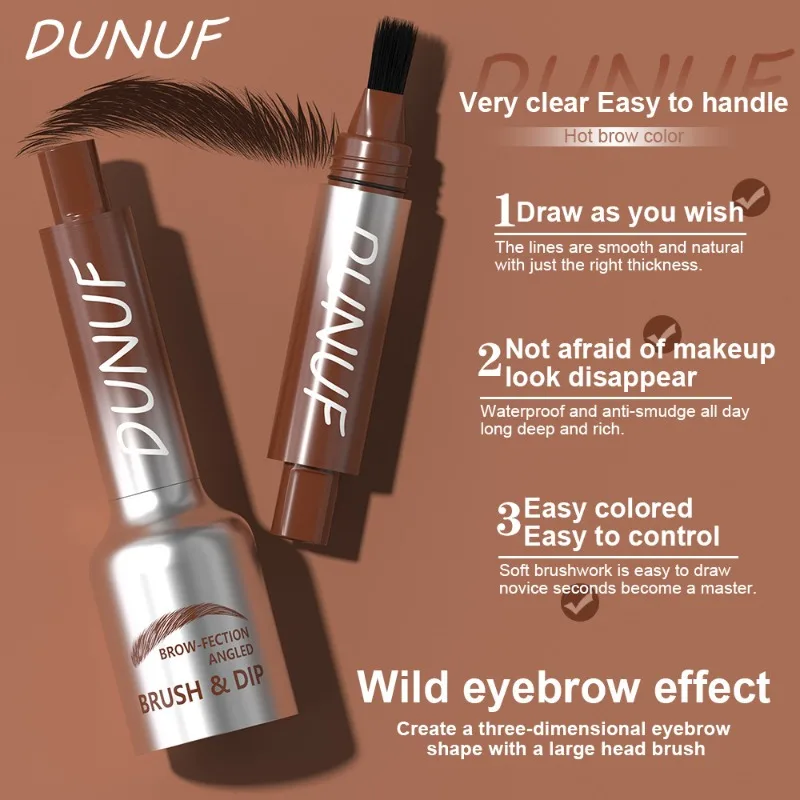 Square Brush Wild Eyebrow Painting Anti Smudging Eyebrow Tint Pencil 3D Dye Dip Eyebrow Enhancers Press Type Eyebrows Dye Pen 6