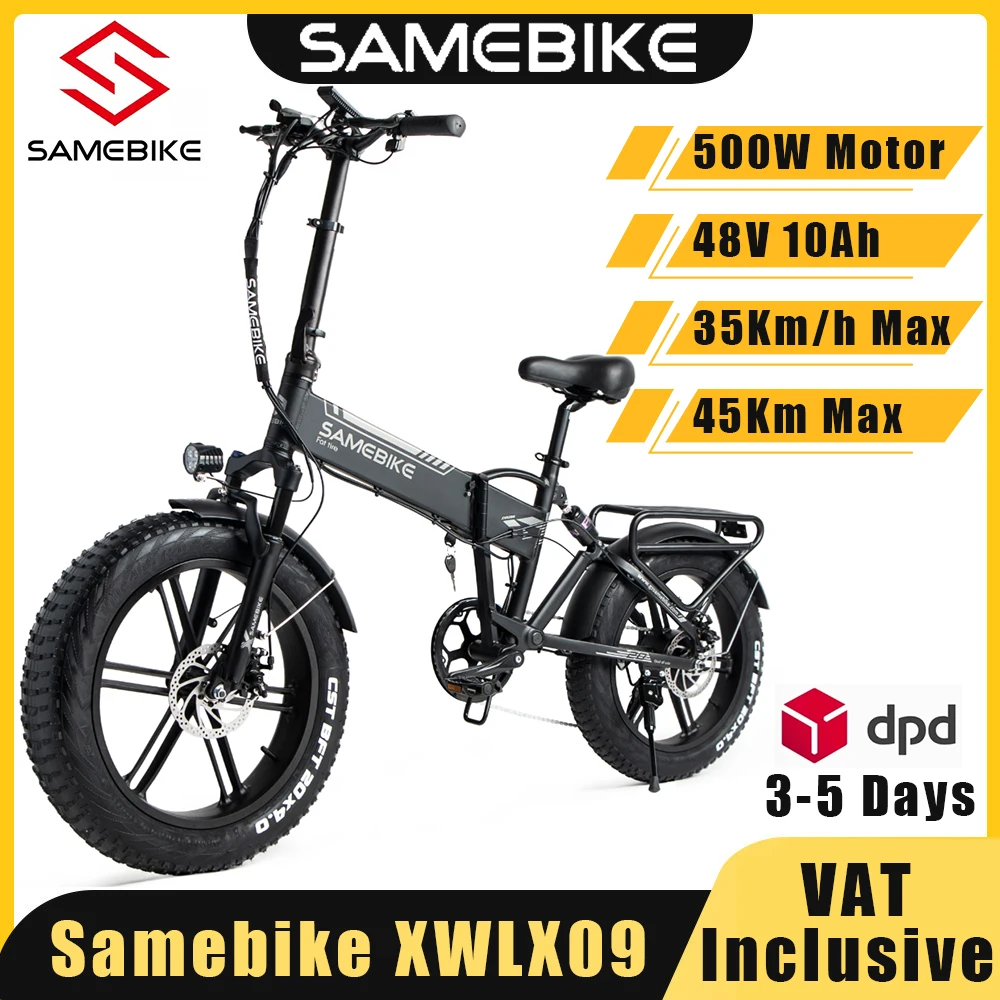 Originale Samebike Xwlx09 Bici Elettrica Pieghevole 500W Motore 48V 10Ah Bicicletta Elettrica Full Suspension Mtb Ebike 20 Pollici Fat Tire
