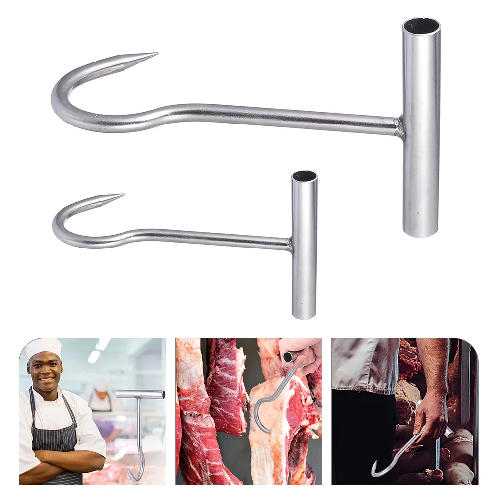 

Meat Hooks T- Handle Hook T Shaped Steel Meat Hook Meat Poultry Tool Chicken Hook Turkey Lifting Forks For Butchering