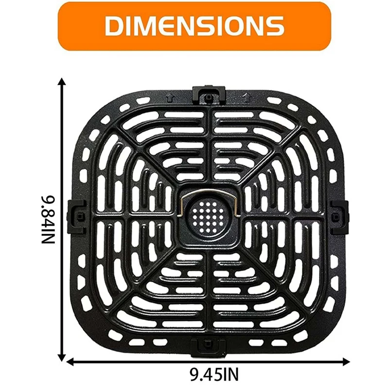 Air Fryer Grill Plate For Instants Vortex Plus 6QT Air Fryers Upgraded Square Grill Pan Tray Accessories air fryer liners,air fryer accessories,air fryer baking tray