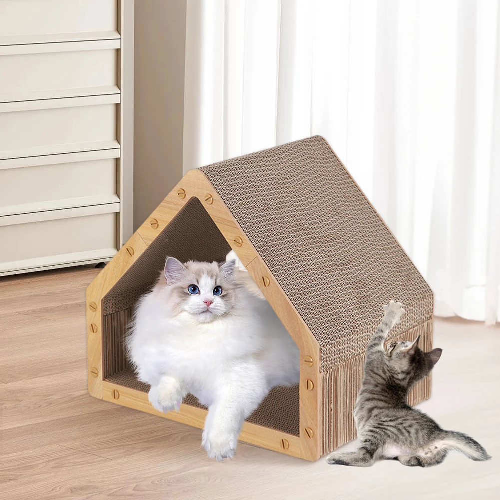 Vertical Cat Scratcher House Cardboard Scratching Board for Indoor Cats