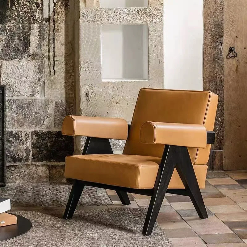 

Nordic Living Room Chair Luxury Lounge Wingback Solid Wood Relax Chair Single Waterproof Design Chaise Lounges Household Items