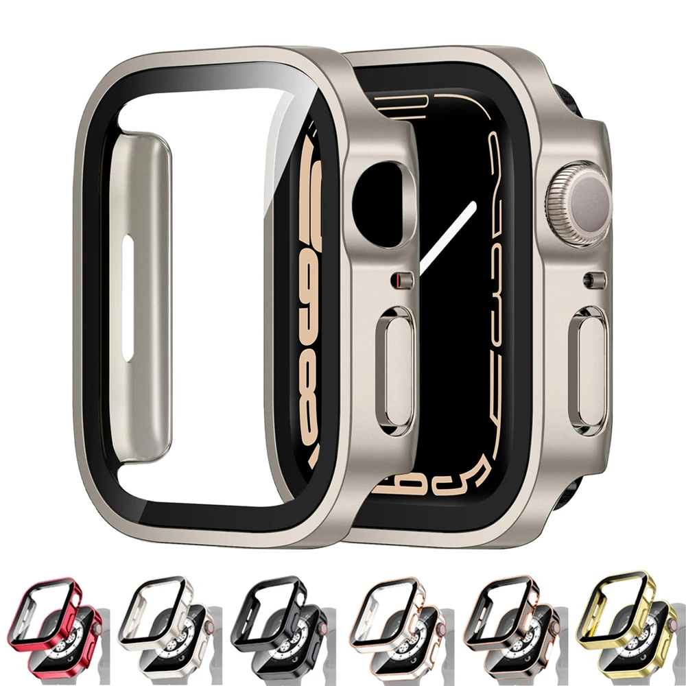 애플 워치용 강화 유리 및 커버 스크린 보호대 시리즈 케이스, 울트라 2 SE 9 8 7 6 5 4 3, 45mm, 41mm, 44mm, 40mm, 49mm, 38mm, 42mm