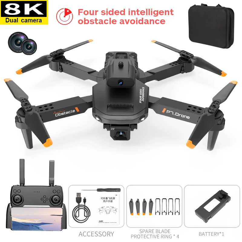 Drone P7 Dual Camera Noir 2.4G 6 axes Gyroscope Course