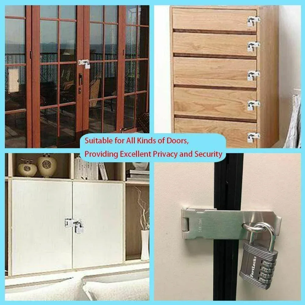 Description Picture 5 of itemDoor Clasp Lock Anti Theft Hasp Staple Shed Latch Stainless Steel Door Lock Padlock Clasp Burglar-proof Hardware For Wood Door