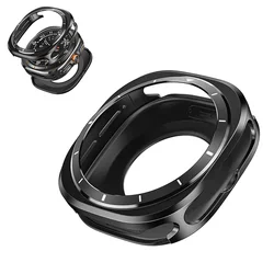 Premium Metal Skeleton Case for Galaxy Watch 7 Ultra (Black white)