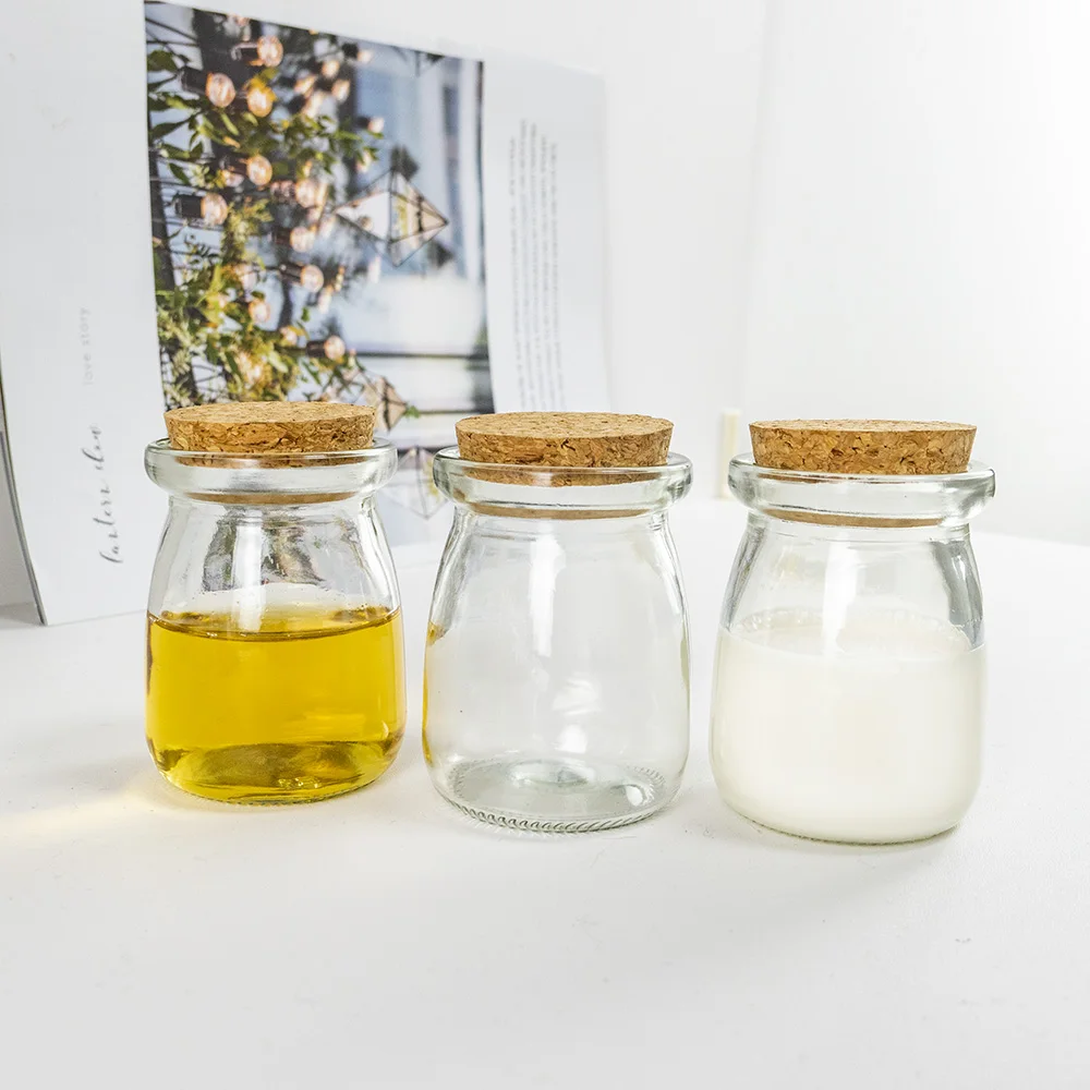 

100ml Pudding Vitreous Jars Clear Jewelry Ornaments Packing Vial Reusable Gifts Crafts Empty Cork Glass Bottles 6Pcs