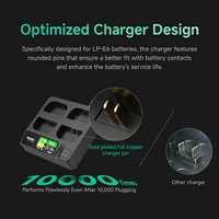 ACCSOON 4 Slot Battery Fast 10W-40W Charger For LP-E6 Canon EOS 5D Mark II Mark III Mark IV 5D SR 60D 60Da 6D 70D 7D R5 R6 3