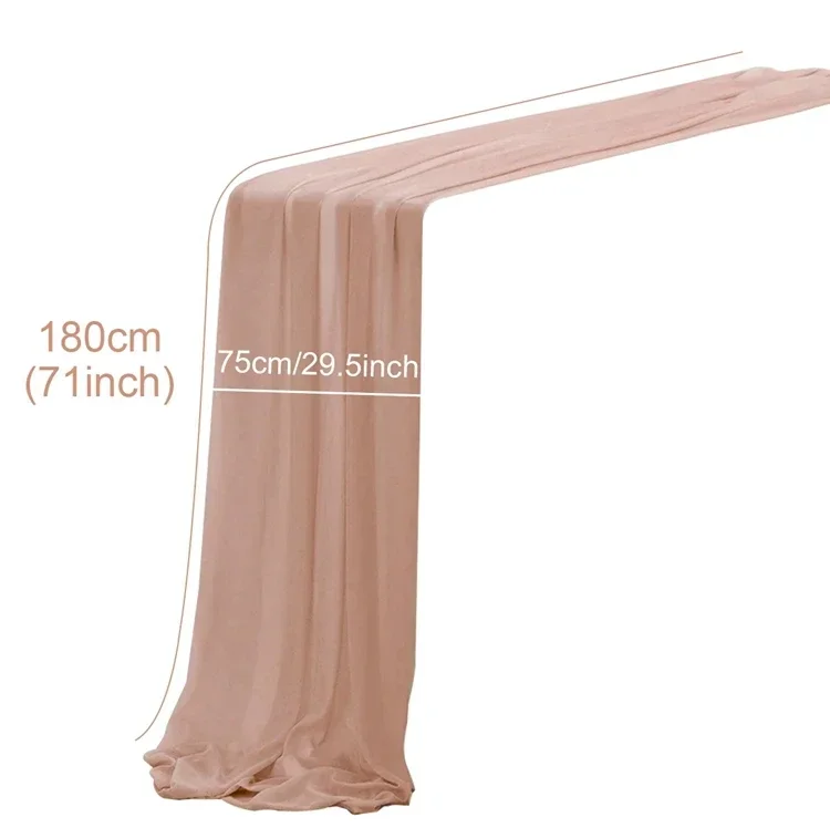 

180cm Chiffon Table Runner Dining Table Decoration Cotton Gauze Table Runner Romantic Boho Tablecloth for Wedding Party Decor