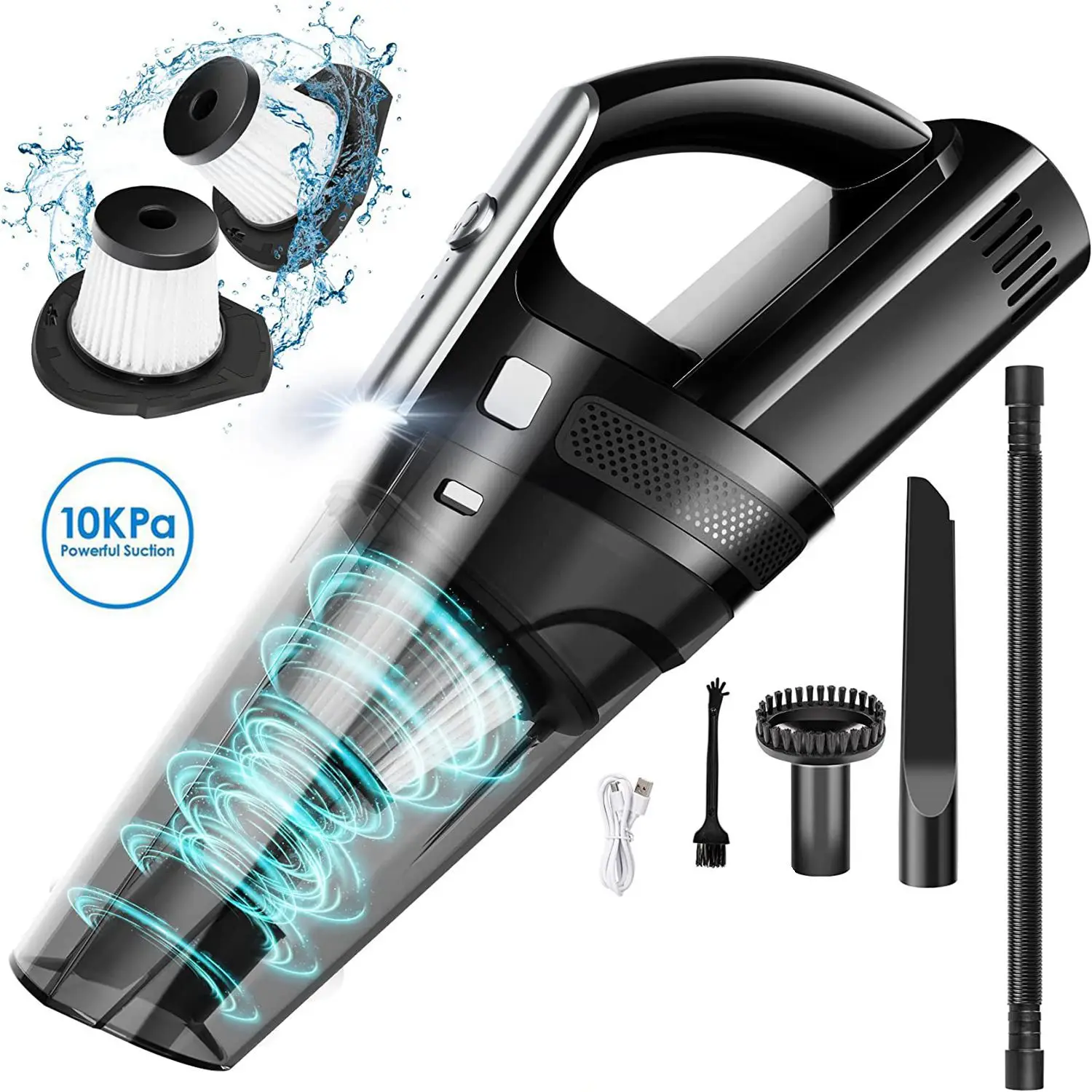 

10000PA 150W Strong Suction Cordless Car Vacuum Cleaner Wireless Portable Handheld Home Car Cleaner with LED Light 2 HEPA Filter