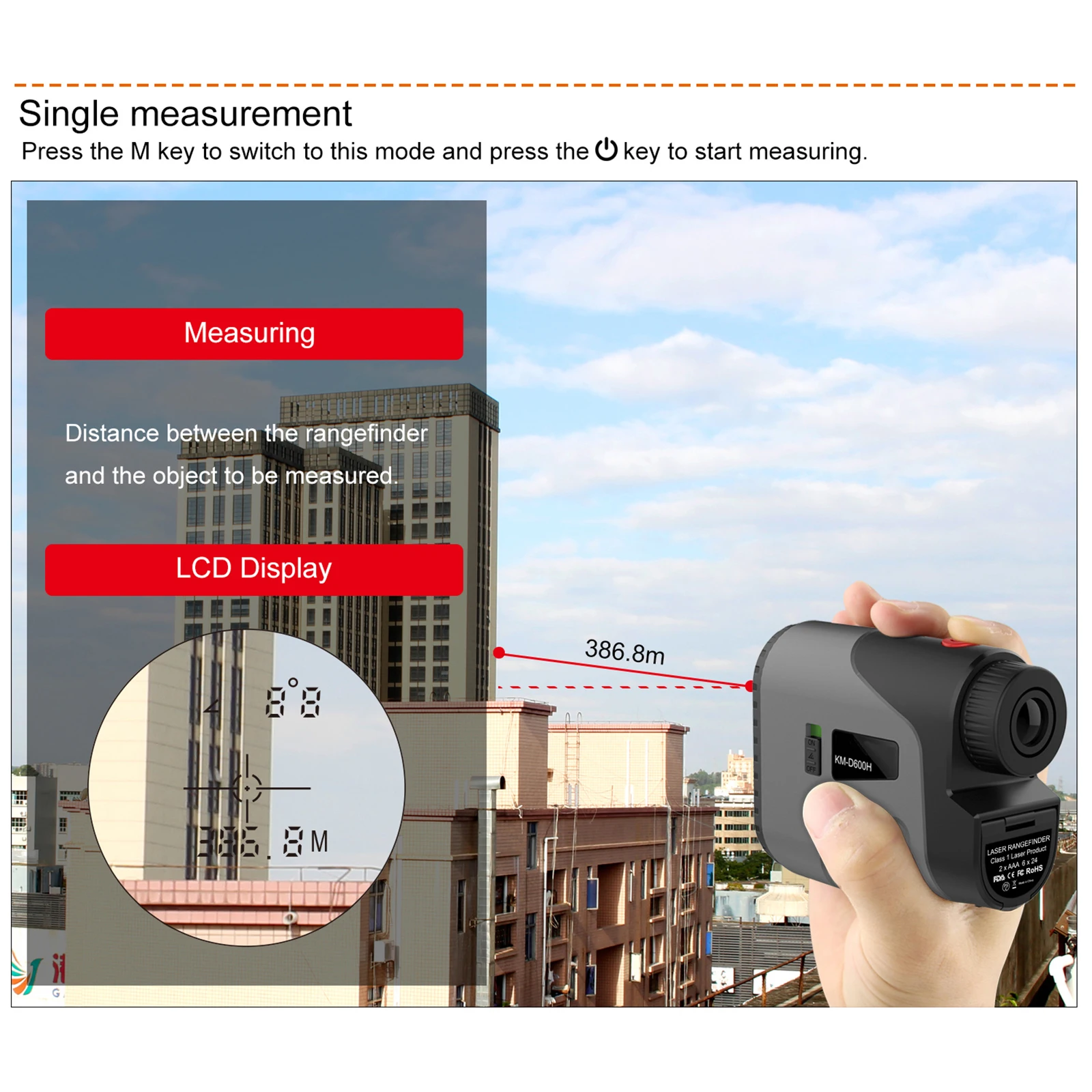 Hunting Laser Rangefinder Telescope Rangefinder with Slop Switch Vibration Prompt Portable Outdoor Sports Golf Range Finder