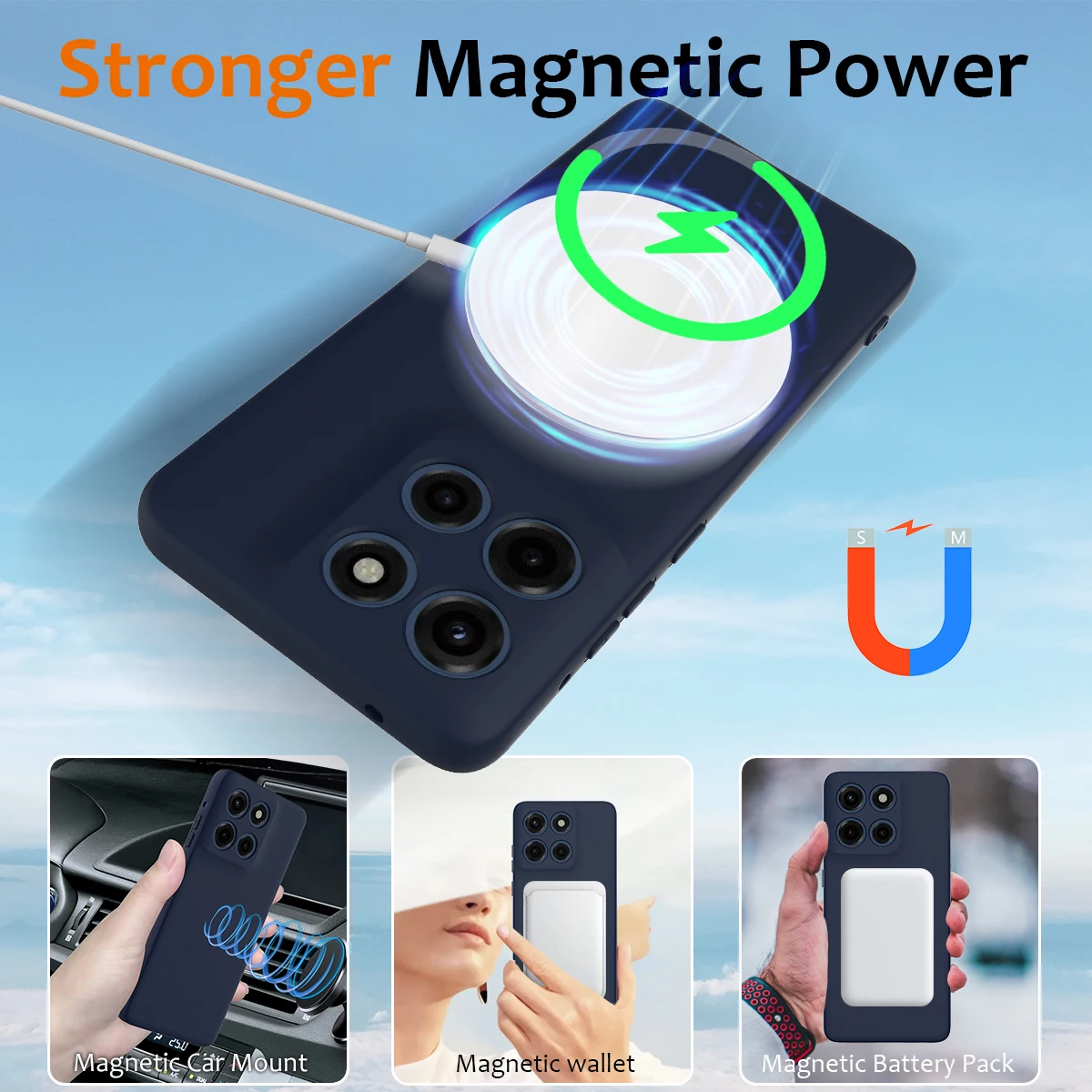 MagSafe Magnetic Liquid Silicone Soft Case with Wireless Charging Compatibility