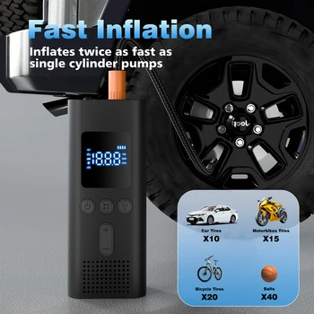 Portable Car Tire Inflator Digital Cordless Air Pump 150PSI Bike Pump Electric Air Compressor For Car Bicycle 4000mah 1